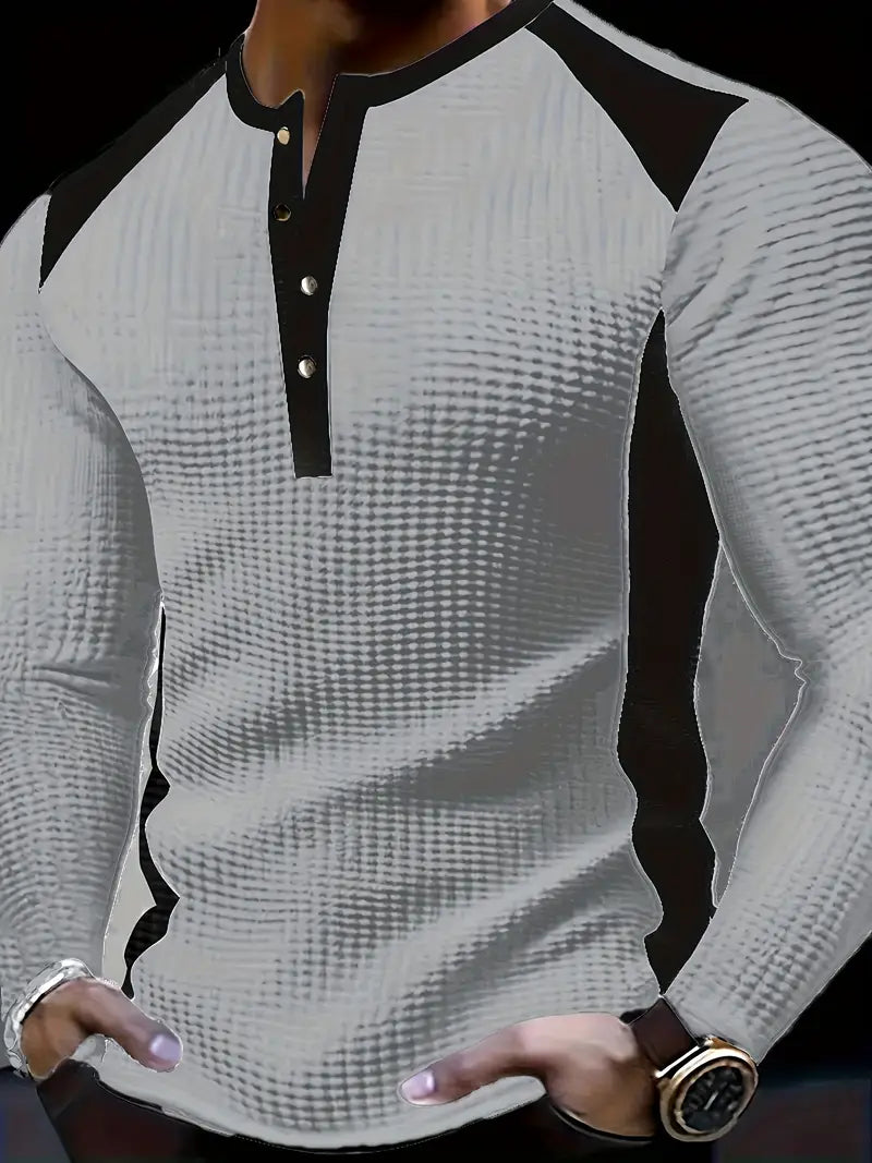 Kyran | Waffle Long Sleeve Henley Shirt